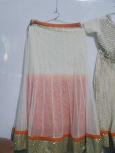 Elegant White &amp; Pink Embellished Lehenga Choli