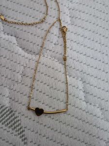 Delicate Gold Heart bar Necklace