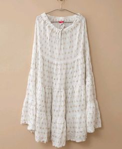 White Ethnic Tiered Maxi Skirt