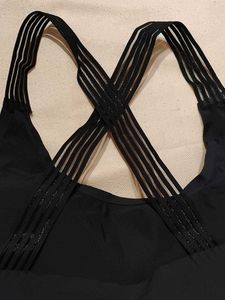 Padded Black Sports Bra with Criss-Cross Straps