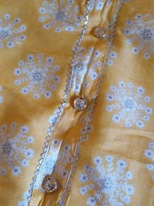 Yellow Printed Kurta with Button Detail