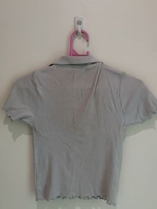Cute Collared Button-Up Crop Top