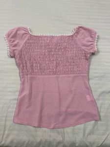 Cute Pink Puff Sleeve Top
