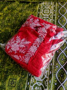 Lyra Cut Pure Cotton Embroidery Work Pink Kurta Set