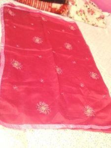 Elegant Pink organza silk Saree
