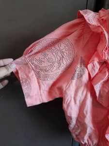 Peach Ruffled Crop Top