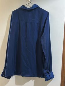 Elegant Navy Blue Satin Shirt