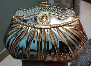 Vintage Metallic Clutch Bag with Rhinestones