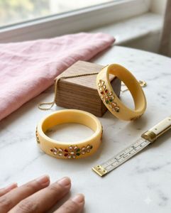 Beautiful Yellow Bangles with Stone Work
