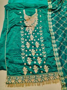 Semi Stitched Suit Embroidered With Border Latkan