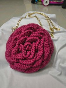 Chunky Crochet Rose Clutch Bag