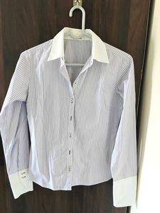 Striped Button-Down with White Collar S-M