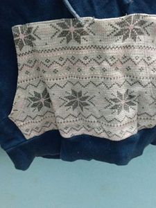Blue Hoodie with Snowflake Pocket