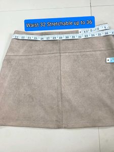 Tan Suede Mini Skirt Free Size Fir For 32 To 36