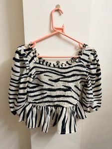 Zebra Print Peplum Top
