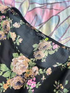 Black Floral Tiered Sleeveless Top