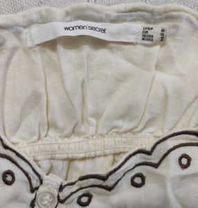 Cream Camisole with Brown Trim