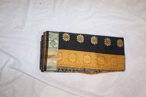 Elegant Black &amp; Gold Silk Saree