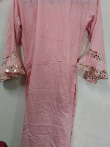 Pink Sequined Kurta Set
