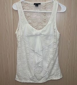 White Lace Bow Tank Top