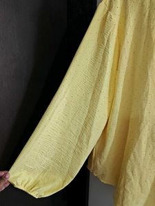 Light Yellow Textured Button-Up Shirt top