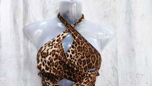 Leopard Print Halter Neck Crop Top