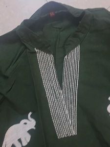 Green Elephant Print Kurta