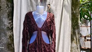 I. Unique Textured Brown Mini Dress