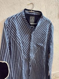 ABKASA Striped Casual Shirt with Elbow Patch