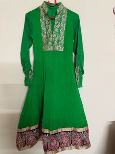 🆕 Green Embroidered Anarkali Suit