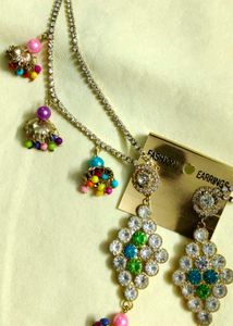 Earrings with Hair Chain