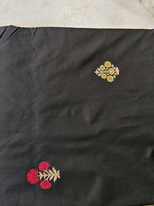 Black Saree with Gold Border