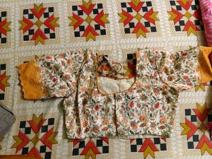 Elegant Mustard Satin Saree with Floral Blouse