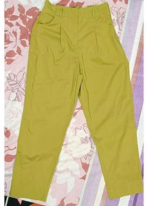 Olive Green Pleated Trousers