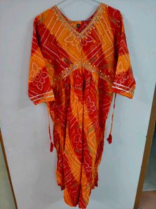 Ethnic Orange Printed Kurta