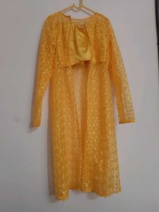Yellow Lace Kurta Set