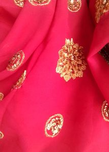 Red Embroidered Saree with blause
