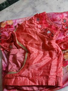 Pink Floral Saree with Blouse