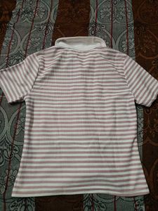 Striped Button-Up Polo Top