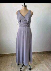 Elegant Grey V-Neck Maxi Dress