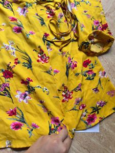 Yellow Floral Wrap Dress