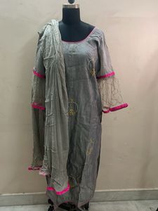 Elegant Grey Kurta Set with Dupatta