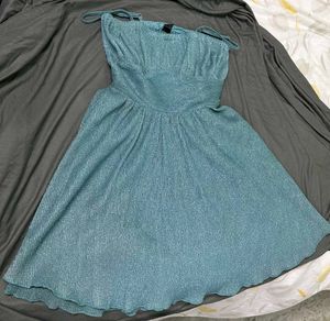 Sparkly Teal Strapless Mini Dress