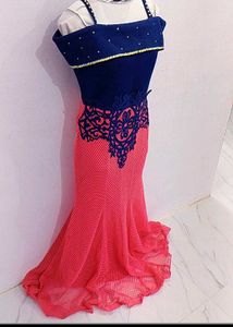 Stunning Navy Blue &amp; dark peach Gown