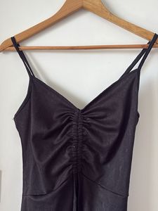 Chic Black Ruched Spaghetti Strap Dress
