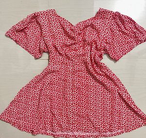 Cute Red &amp; White Print Mini Top