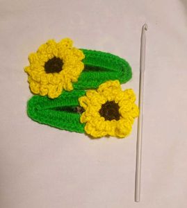 sunflower crochet hair clip