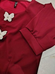 brand new Maroon Top with Butterfly Embellishments
