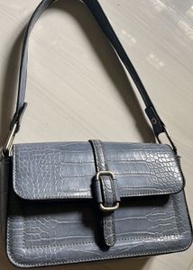 dressberry Stylish Blue Croc Embossed Shoulder Bag