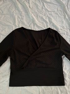 Urbanic Black V Neck Long Sleeve Top